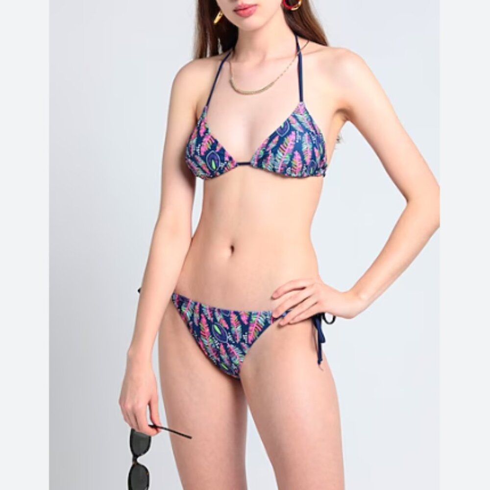 SUNDEK Jennifer String Bikini in Midnight Blue Neon Floral Size 40/Small NWT